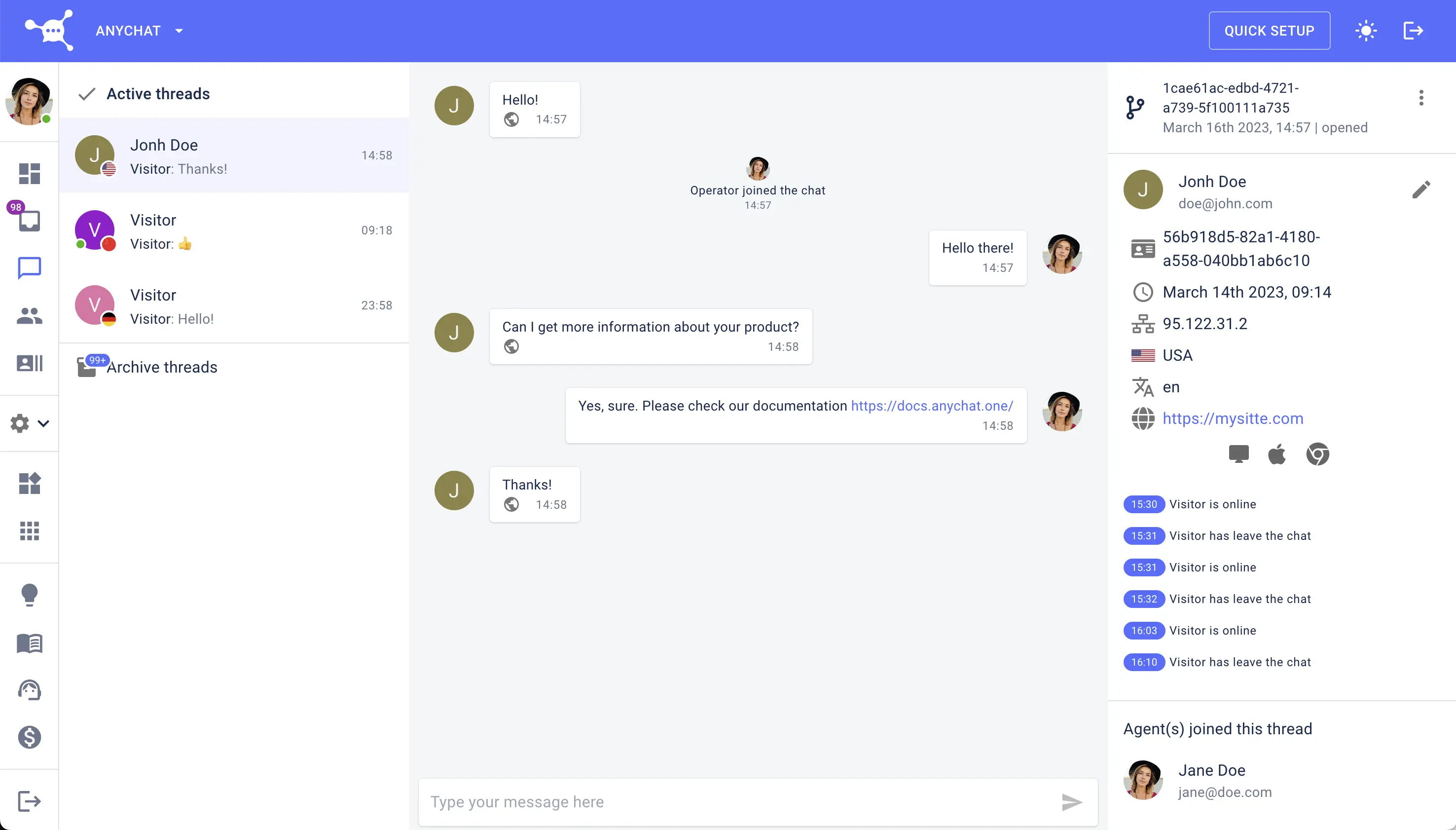 Live Chat Interface